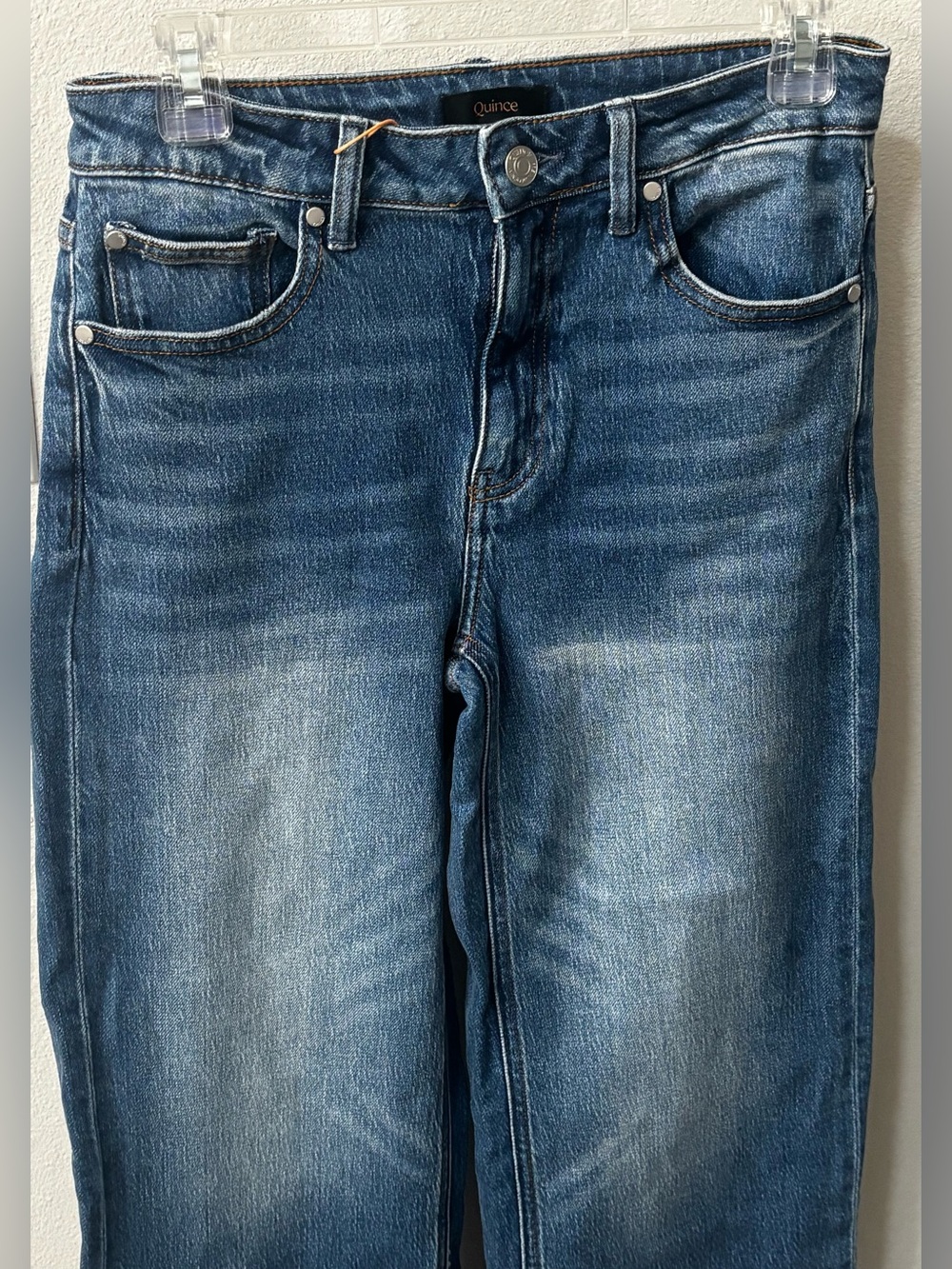 NWT Quince Bella Stretch Relaxed Straight Jeans Size 27 Atlantic Blue Preppy - Picture 4 of 12